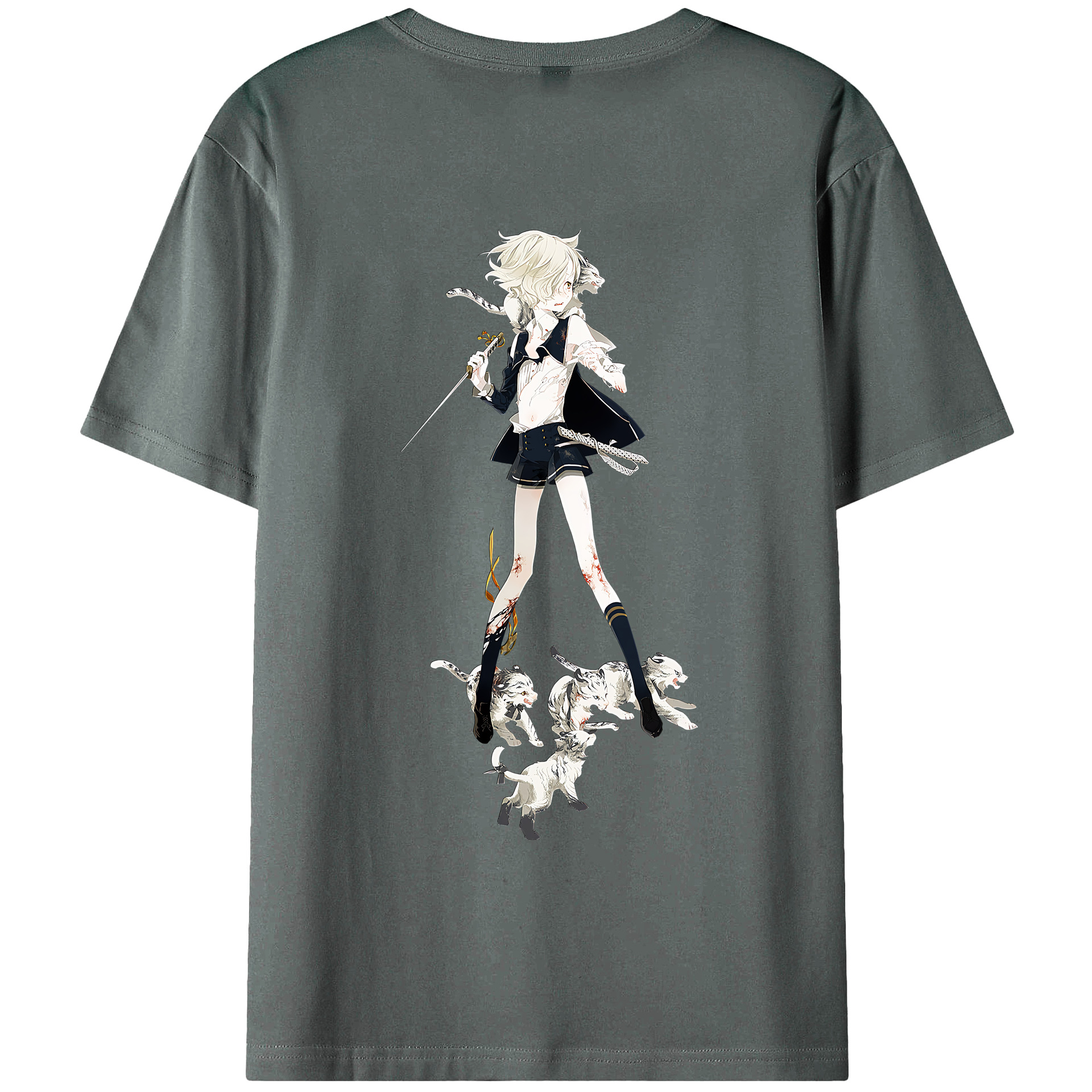（画像用） 刀剣乱舞 Touken Ranbu 綿100％ メンズ半袖Tシャツ（バックプリント） 通気性